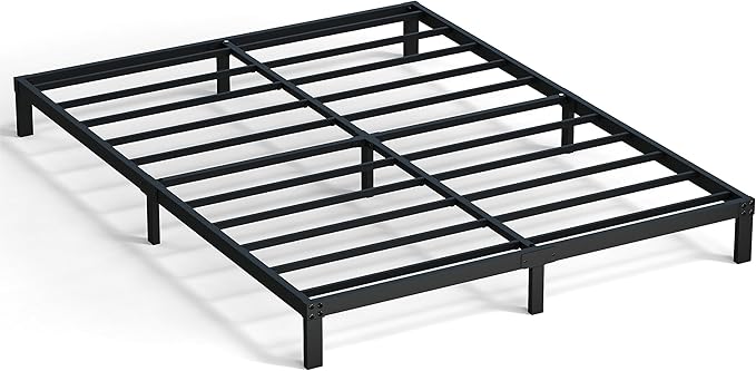 8 Inch Full Size Bed Frame No Box Spring Needed, Heavy Duty Metal Platform Bed Frame Full Support Up to 3000 lbs, Easy Assembly, Noise Free, Black