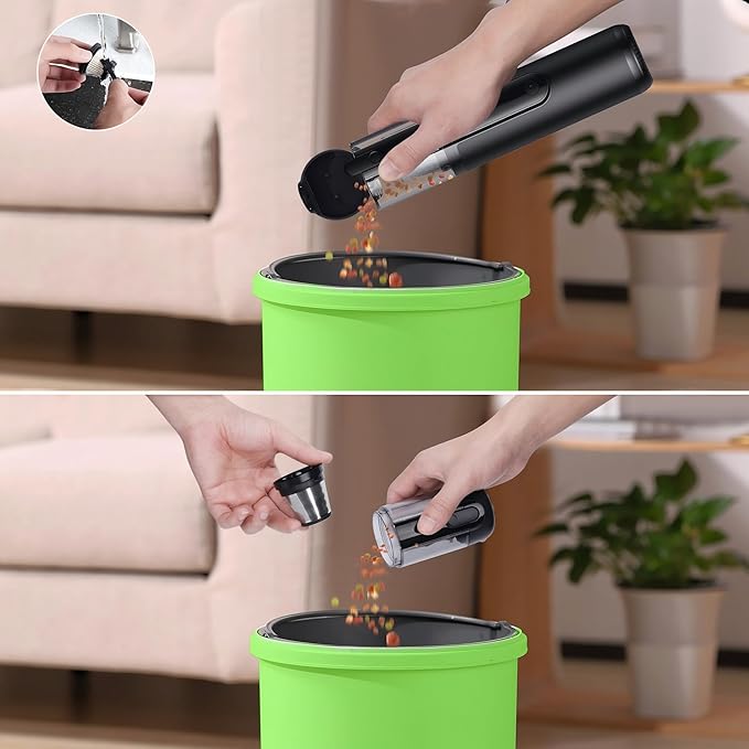 Car Vacuum, Handheld Cordless Vacuum 19000Pa, 4-in-1 Mini Portable Cleaner with Green LED Detection Light, 2 Modes for Car, Home, Office, Desk & Keyboards, Rechargeable, Washable Filter
