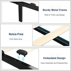 King Size Bed Frame with 4 Storage Drawers, Upholstered Platform Bed with Charging Station, Modern Wingback Storage Headboard, Easy Assembly,Noise-Free, Dark Gray