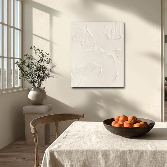 CHUDANHAO Abstract Hand Painted Wall Art Beige Wall Decor Line Hanging Art 32"x40" Large Artwork for Living Room Office Decorations