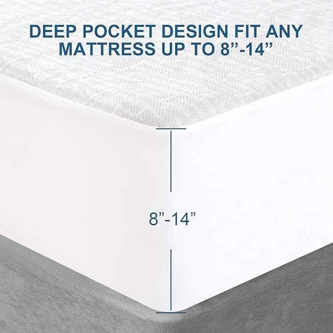 Twin Mattress Protector Waterproof, Ultra Soft Viscose 3D Air Fabric, Mattress Pad Cover Twin, Fitted Up to 18" Deep