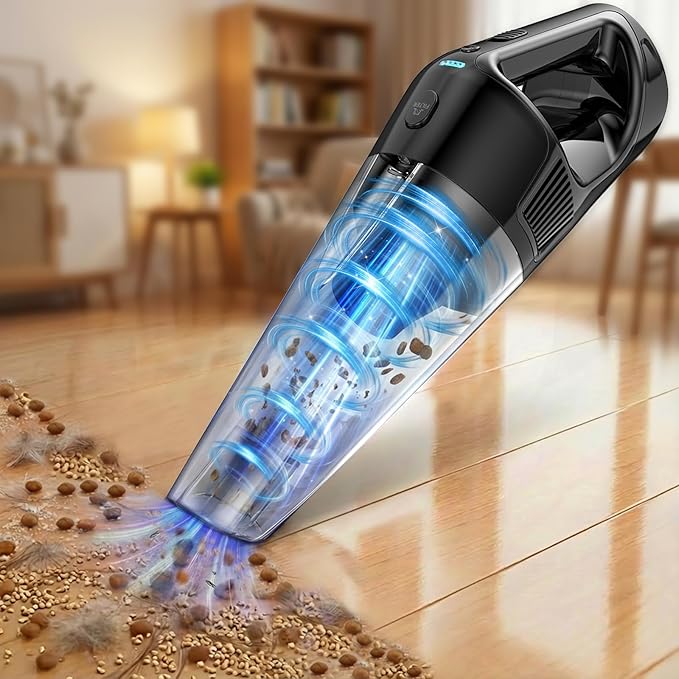 PowerSpeed CleanView Portable Handheld Vacuum - 16000Pa Strong Suction Powerful with 800mL Dust Cup and LED Light - Cordless Vacuum Cleaner for Home Daily Quick Clean - for Dust/Pet Hair/Floor Debris