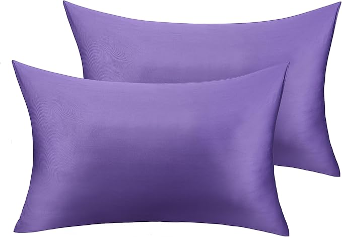 400 Thread Count Cotton Pillow Case King with Zipper,40" L x 20" W, Cotton Pillow Protectors Cover- Set of 2 - Lavender - Pillows Not Included