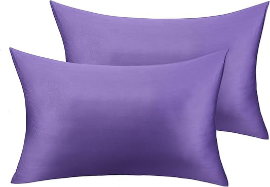 400 Thread Count Cotton Pillow Case King with Zipper,40" L x 20" W, Cotton Pillow Protectors Cover- Set of 2 - Lavender - Pillows Not Included