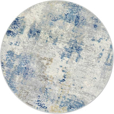 Lahome Modern Abstract Round Rug 3Ft, Blue Washable 3x3 Circle Rugs for Kitchen Entryway Soft Small Bedroom Mat Non Slip, Contemporary Indoor Floor Throw Carpet for Nursery Home Office
