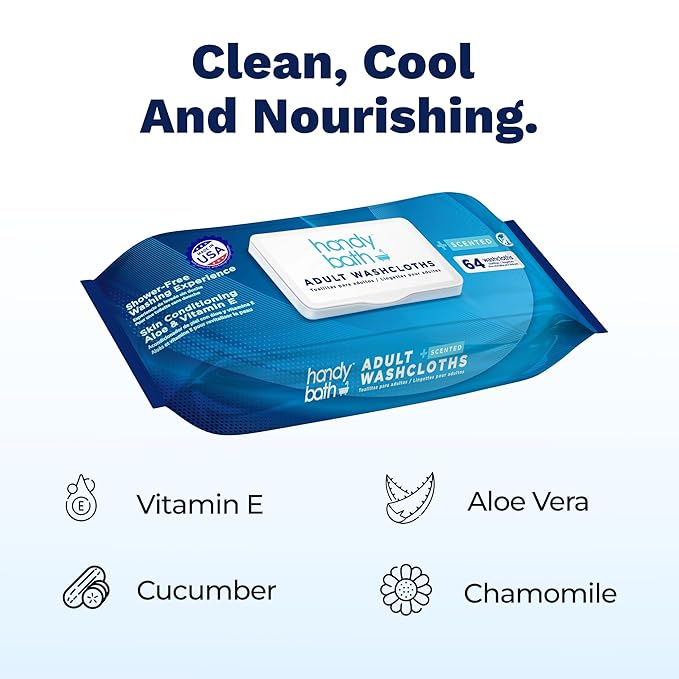 Wipes for Adult - Extra Large WashCloth, Unscented, Rinse-Free - Soft, Gentle for Sensitive Skin, Senior, Post-Surgery and Travel Hygiene, 12-Pack