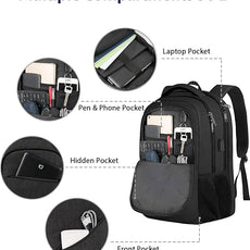 MATEIN 18.4 Inch Laptop Backpack 50 L, Extra Large Anti Theft Carryon Backpack TSA Approved, Work Business Bag with Multiple Compartments & Luggage Strap for Travel, Gifts for Men Women, Black