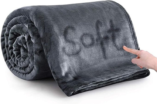 IR Imperial Rooms Fleece Blanket - Super Soft Fluffy Dark Grey Throw Blanket for Sofa and Bed - Warm and Cozy Lightweight 400 GSM Microfiber Bed Throws Blankets, 50 x 60 Inches (Throw/Travel)