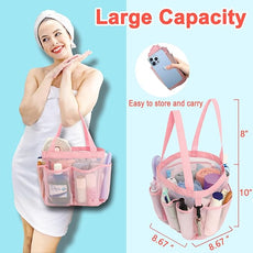 Mesh Shower Caddy Portable for College Dorm Room Essentials, 8-Pocket Large Shower Basket Tote Bag with 2 Handles for Toiletry, Bathroom, Beach, Camp, Gym