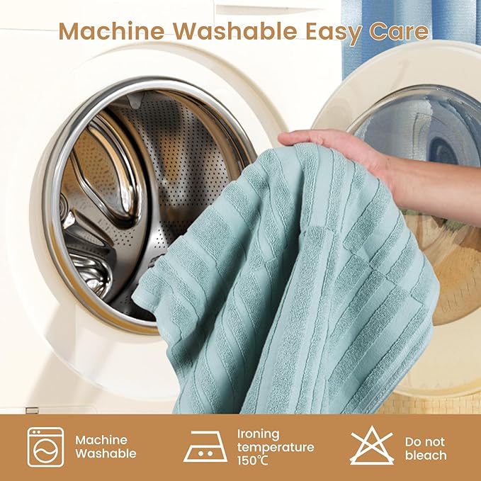 SEMAXE Bath Mat for Bathroom 2-Pack, 100% Cotton Non-Slip Mats [Not a Bathroom Rug], Super Absorbent and Soft Floor Towels, Machine Washable Shower Foot Towels, Aqua Blue