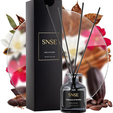 SNSE Tobaco & Vanilla Perfumed Reed Diffuser Set - Premium Reed Diffusers for Home with Diffuser Reeds, Luxurious Gift Aroma, Sophisticated Scent, Ideal for Relaxation, Elegant Home Fragrance