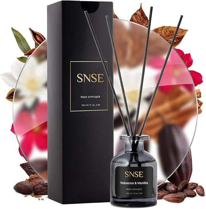 SNSE Tobaco & Vanilla Perfumed Reed Diffuser Set - Premium Reed Diffusers for Home with Diffuser Reeds, Luxurious Gift Aroma, Sophisticated Scent, Ideal for Relaxation, Elegant Home Fragrance
