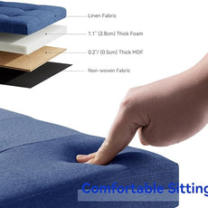 BRIAN & DANY 43 Inches Folding Storage Ottoman Bench, Ottoman with Storage Bench for Bedroom, Living Room, Entryway, Foot Rest with Legs, Blue