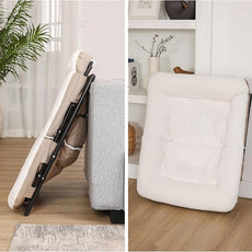 Comfy Saucer Chair for Adults, Soft Faux Fur Bedroom Chair, Accent Dorm Chairs, Flexible Living Room Reading Chairs, Oversized Folding Lounge Seat for Teens, X-Large, White