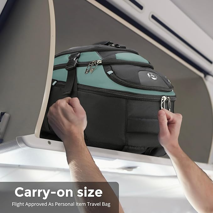 Swissdigital Design Laptop Backpack with USB Charging Port, Travel Backpack Fits 15.6 inches Computer, 31L College School Backpack for Men, Lake Green/Black | SD803-27