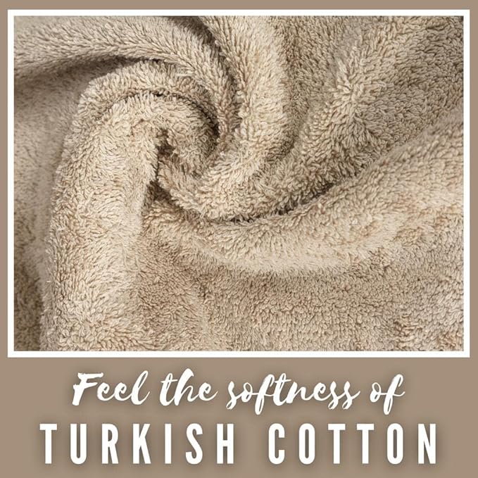 Personalized Towels, Luxury Turkish Genuine Cotton Monogrammed Towel Washcloths for Bathroom, Kitchen, Hotel, Spa, Gym & College Dorm, 2 Pack Washcloth Set for Body & Face, Baby and Adults, Beige