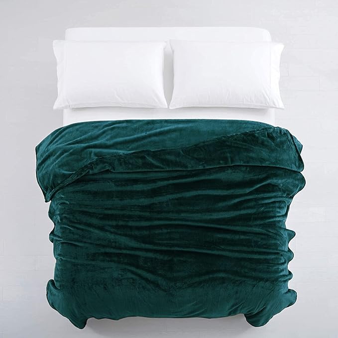 IR Imperial Rooms Fleece Blanket Twin Size 60 x 80 Inches - Super Soft Fluffy Throw Blanket for Sofa and Bed - Warm and Cozy Lightweight 400 GSM Microfiber Bed Throws Blankets (Twin, Emerald)
