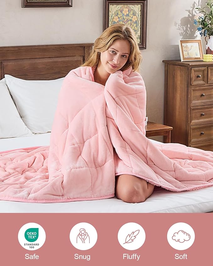 Super Fuzzy Soft Sherpa Fleece Weighted Blanket, 15 lbs Dual Sided Fluffy Heavy Weighted Blankets for Adults - No Bunching with Double Layers of Soft Inner Lining (48"x 72", 15 Pounds)
