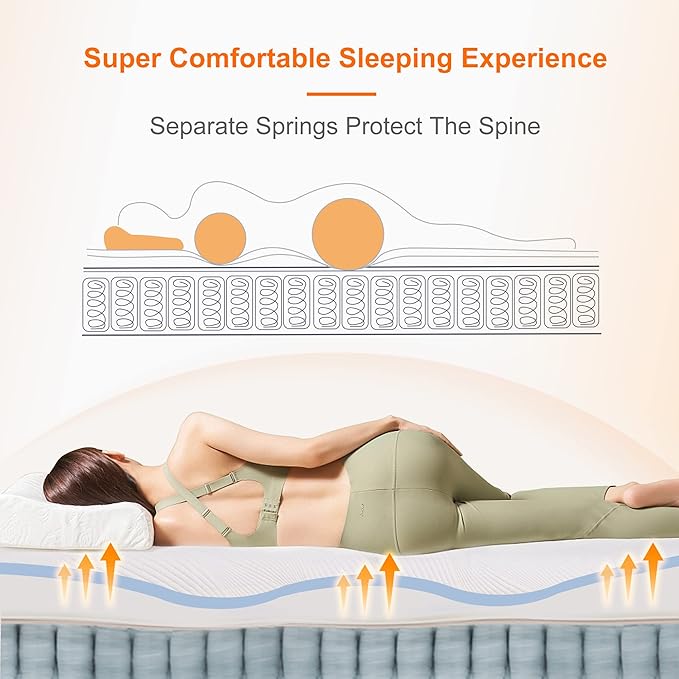 ESHINE King Adjustable Bed Frame with 12 Inch Mattress(Medium), Memory Foam Hybrid Matt, Phone Control, Wireless Remote, 5 Minutes Installation, Head and Foot Incline, 2000 Series