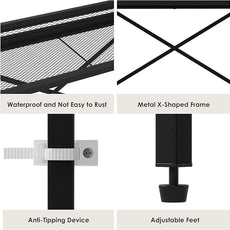 Over The Toilet Storage Cabinet with 2 Drawers - 7 Tier Bathroom Organizer with Adjustable Shelf & Side Rack, Hair Dryer Toilet, Paper Holder & 2 Hooks for Restroom, Laundry, Black