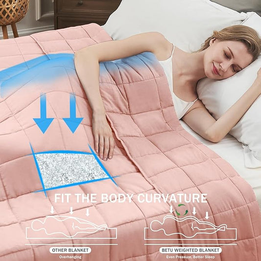 Pink Weighted Blanket for Adults 12lbs, 60"x80", Queen Size Cooling Heavy Throw Blanket for 110-130lbs, Microfiber Soft Thick Big Blankets Weighted Comforter Gift for Sleeping