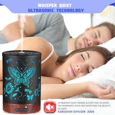 Metal Essential Oils Diffuser 150ML Christmas Aromatherapy Diffuser Cool Mist Humidifier with 7 Colors Lights Waterless Auto Off Air Diffusers as Gifts for Mom(Butterfly)