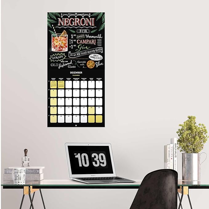 Cocktails Wall Calendar 2026 12" x 12" FSC® Plastic Free - Starts Week On Sunday | Family Planner Calendar 2026