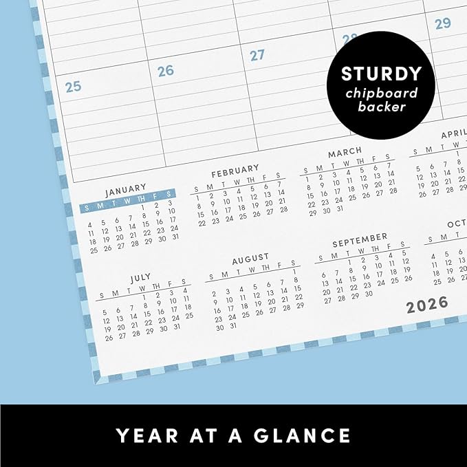 PAPERAGE 2026 Calendar, 12 Months (January 2026 - December 2026), Large (11.4 in x 14.76 in), Spiral Bound, 2026 Vertical Wall Calendar with Monthly & Yearly Views, Premium Paper - Pastel