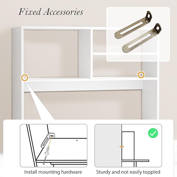 Jerry & Maggie Desktop Bookshelf Organizer, 4-Tier Desk Shelf with Hutch for Computer Desk, Wall Shelf Organizer & Room Decor Aesthetic, Dorm & Office Storage for Books, Laptop (White/38 in)