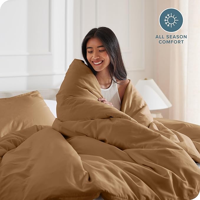 Bare Home Bedding Duvet Cover Extra Long Size - Premium 1800 Super Soft Collection - Lightweight, Cooling - Soft Breathable Bedding Duvet Cover (Twin/Twin XL, Caramel)