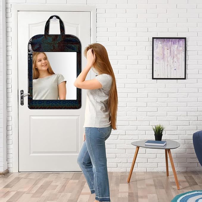 Travel Hanging Mirror Portable 16.5 x 11.8 Inch Shatterproof Back Door Hanging Makeup Mirror Wall Mounted for Camping, Dorm, Hiking, Backpacking, Dancers Event