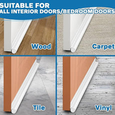 MAXTID Easy to Install 32 Inch Door Draft Stopper - White Foam and Polyester Door Seal