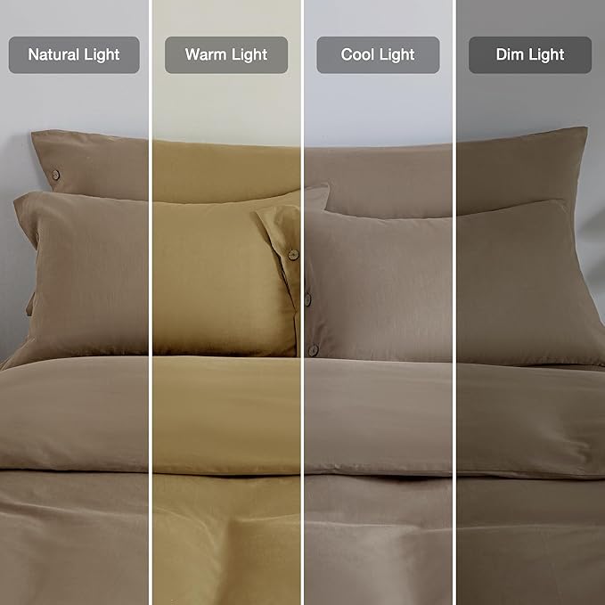 JELLYMONI Pillowcases King Set of 2 Cotton Button Pillow Covers 20×36in Khaki Bed Pillow Cases 100% Washed Cotton Soft Breathable (Pillows are not Included)