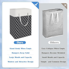 BlissTotes 3-Pack Laundry Basket, Freestanding＆Waterproof Laundry Hamper, Collapsible Tall Clothes Hamper with Easy Carry Handles for Clothes, Towels in the Family and Dorm,Clover Black,75L