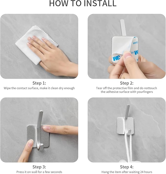 Paoli Heavy Duty Adhesive Hooks,Self-Adhesive Hooks Multiple Colors and Styles 30 lb Maximum Load for Home Schools and Offices (4pc, White)