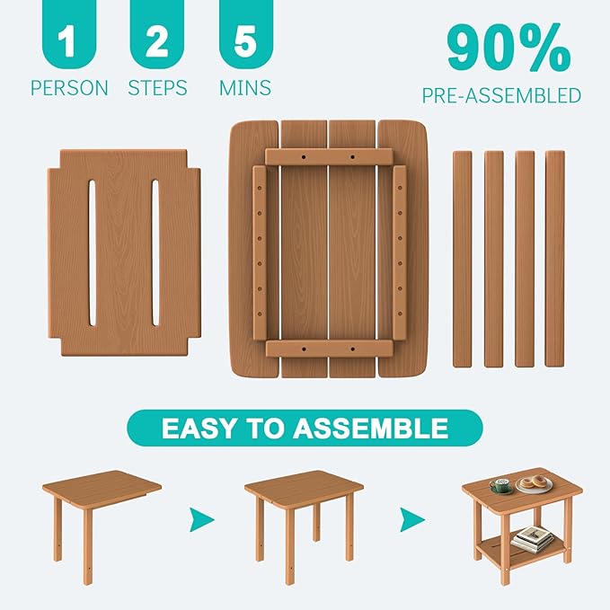 3-Piece Folding Adirondack Chair Set - 38" Extra Tall Back & Embossed Wood Grain, Oversized HDPE Patio Furniture with Side Table & Cup Holders, 380lb Heavy Duty, Cedar