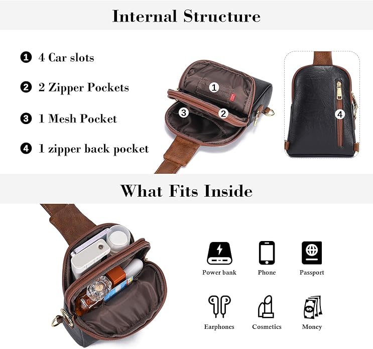 INICAT Travel Small Crossbody Sling Bags Women Cross Body Purses Passport Holder Vegan Leather Fanny Packs Birthday Gifts
