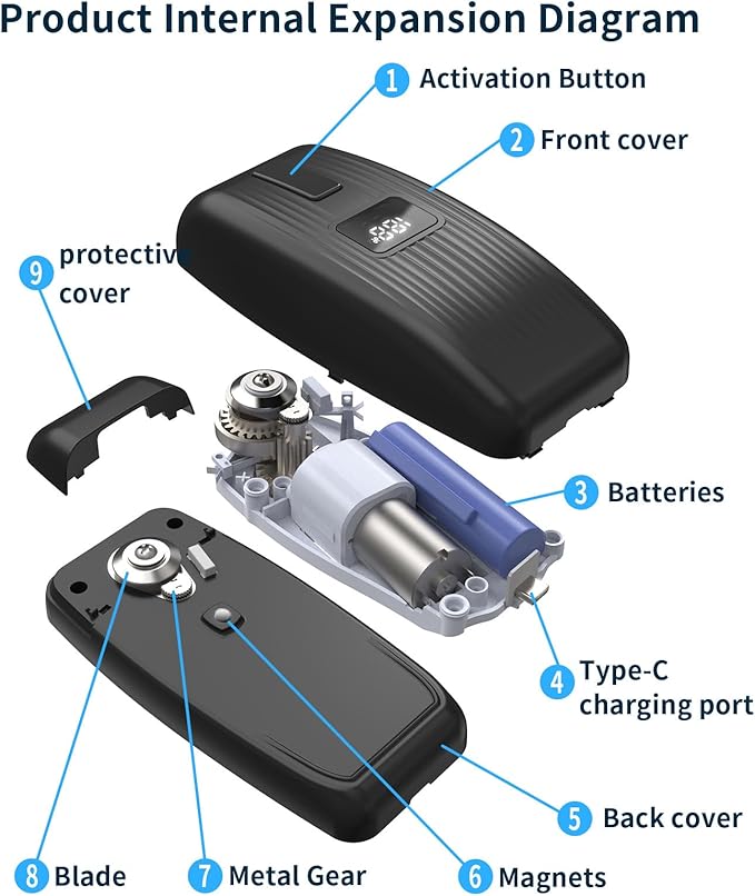 Electric Can Opener – USB Rechargeable with LED Display, Smooth Edge & Auto Stop, One-Touch Hands-Free Automatic Can Opener for Seniors & Arthritis, Works on All Can Types, Food-Safe Kitchen Gadgets