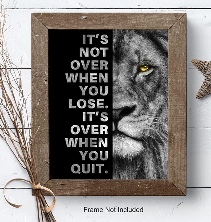 YELLOWBIRD ART & DESIGN Motivational Wall Art & Decor - Positive Quotes - Motivational poster - Office Wall Art - Lion Wall Decor Inspiration Motivation Man cave Gym Wall Decor for Men
