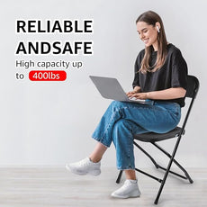 10 Pack Black Folding Chairs, Portable Stackable Commercial Foldable Chair, Indoor Outdoor Plastic Folding Chair for Events/Office/Home/Wedding/Party, 400lbs Capacity