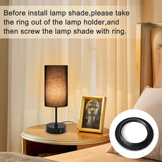 Unicozin Table Lamp for Bedroom, 3 Color Temperatures, 7 RGB Colors, Adjustable Brightness, Dual USB Charging Ports, Ambience Nightstand Light with Black Shade, Desk Lamp for Kids Reading Home Office