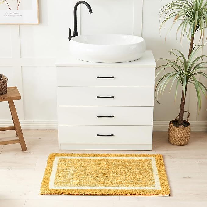 CozeCube Bath mats for Bathroom Non Slip, Fluffy Absorbent Microfiber Bath mat Washable, Aesthetic Bathroom Rugs, Cute Harvest Gold Bath mat, Harvest Gold, 32" x 20"