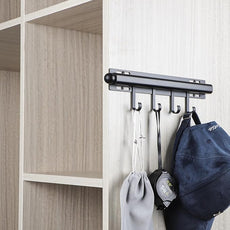 12 inch Valet Rod for Closets Pull Out Closet Valet Rod Slide Out Black Pull Out Clothes Hanger With 4 Hooks