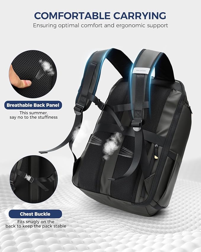 17 Inch Laptop Backpack for Men, Business Travel Anti-Theft Backpack with USB Charging Port, Water Resistant Computer Bag Carry On Flight Approved for Work College Weekender, Dark Grey