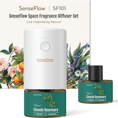 SF101 Waterless Ultrasonic Essential Oil Diffuser–100% Plant-Based,120-Day Natural Air Freshener & Aromatherapy Diffuser for Home, Hotel, Studio–Covers up to 100㎡-Cineole Rosemary