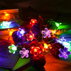 Battery Operated and USB Plug in Fairy Flower String Lights, 9.8 ft 30 LED Cherry Blossom 8 Modes Timer Indoor Bedroom Party Wedding Garden Christmas Easter Tree Hanging Decorations (Multi Color)