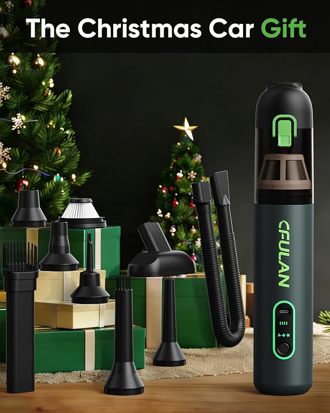 Car Vacuum Portable Cordless, 21KPa 4-in-1 Handheld Mini Vacuum Cleaner with 8 Attachments, 3 Suction Modes, One-Touch Empty, Type-C Charge, Hand Vacuum for Car, Home, Keyboard, Small Job