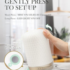 Essential Oil Diffuser,110ML Diffusers for Essential Oils Large Room, Ceramic Diffusers Decorative Ultrasonic Defuzzer, Ideal for Aesthetic Home,Dorm Décor, Yoga,White