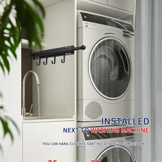 12 inch Valet Rod for Closets Pull Out Closet Valet Rod Slide Out Black Pull Out Clothes Hanger With 4 Hooks