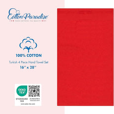 Cotton Paradise Hand Towels for Bathroom, 100% Cotton Turkish 4 Piece Hand Towel Set, Soft Absorbent Face Towels, Red Hand Towels